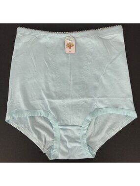WO Girdle Panty Womens Plus Size 4XL Light Blue Knit High Waist Tummy Control